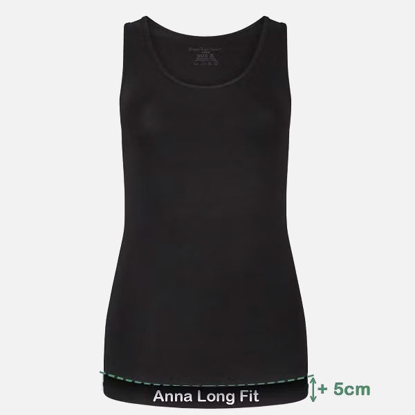 Tank-Top Anna LongFit (2-Pack) Ärmellos/Rundhals/Long Fit - Black