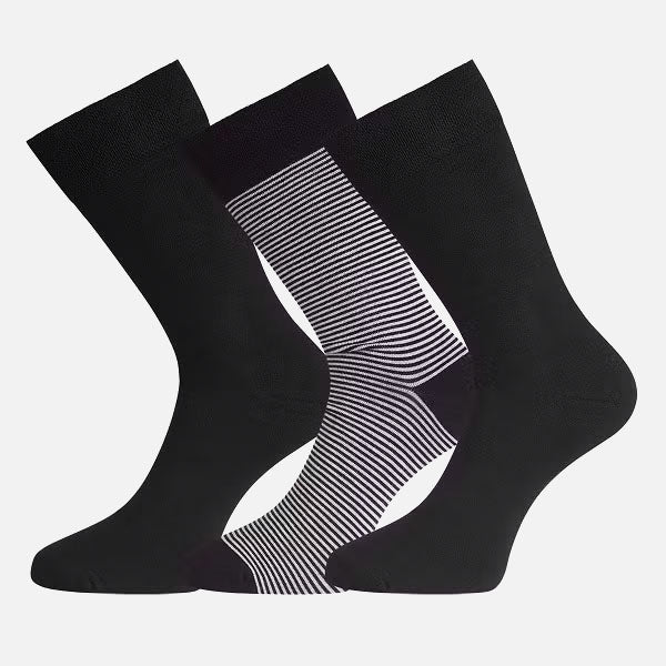 Chaussettes Beau (3-Pack) - Black/Stripe Black