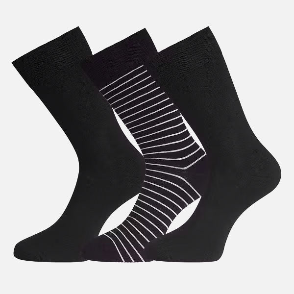 Beau socks (3-pack) - Black/Wide Stripe Black